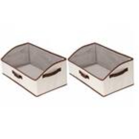 Storage Works Low Front Fabric Storage Bin w/Handles, Natural, 30L, 2-Pack - Picture 2 of 11